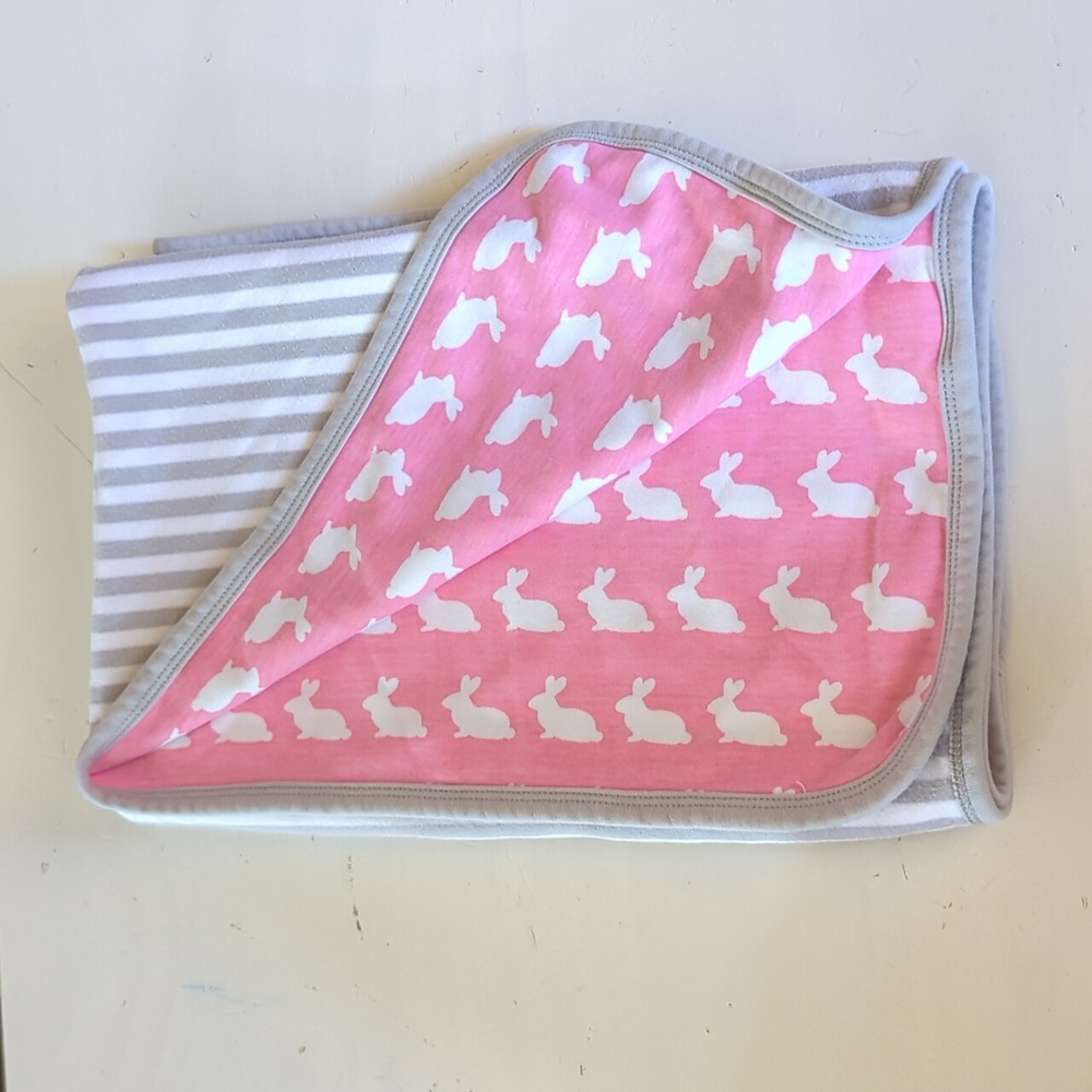Offspring Pink and Gray Striped Blanket